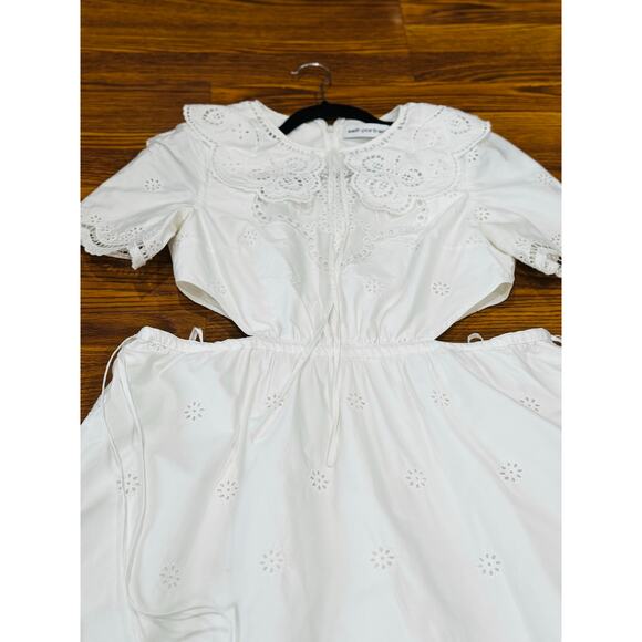 Self-Portrait WHITE COQUETTE DAISY COTTON BRODERIE ANGLAISE CUT OUT MIDI DRESS 8 - Picture 16 of 16